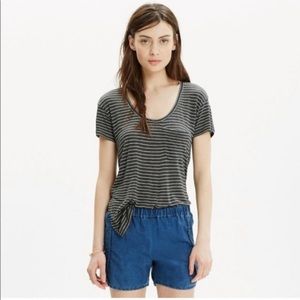 MADEWELL Anthem Scoop Tee in Mini Stripe Size XS